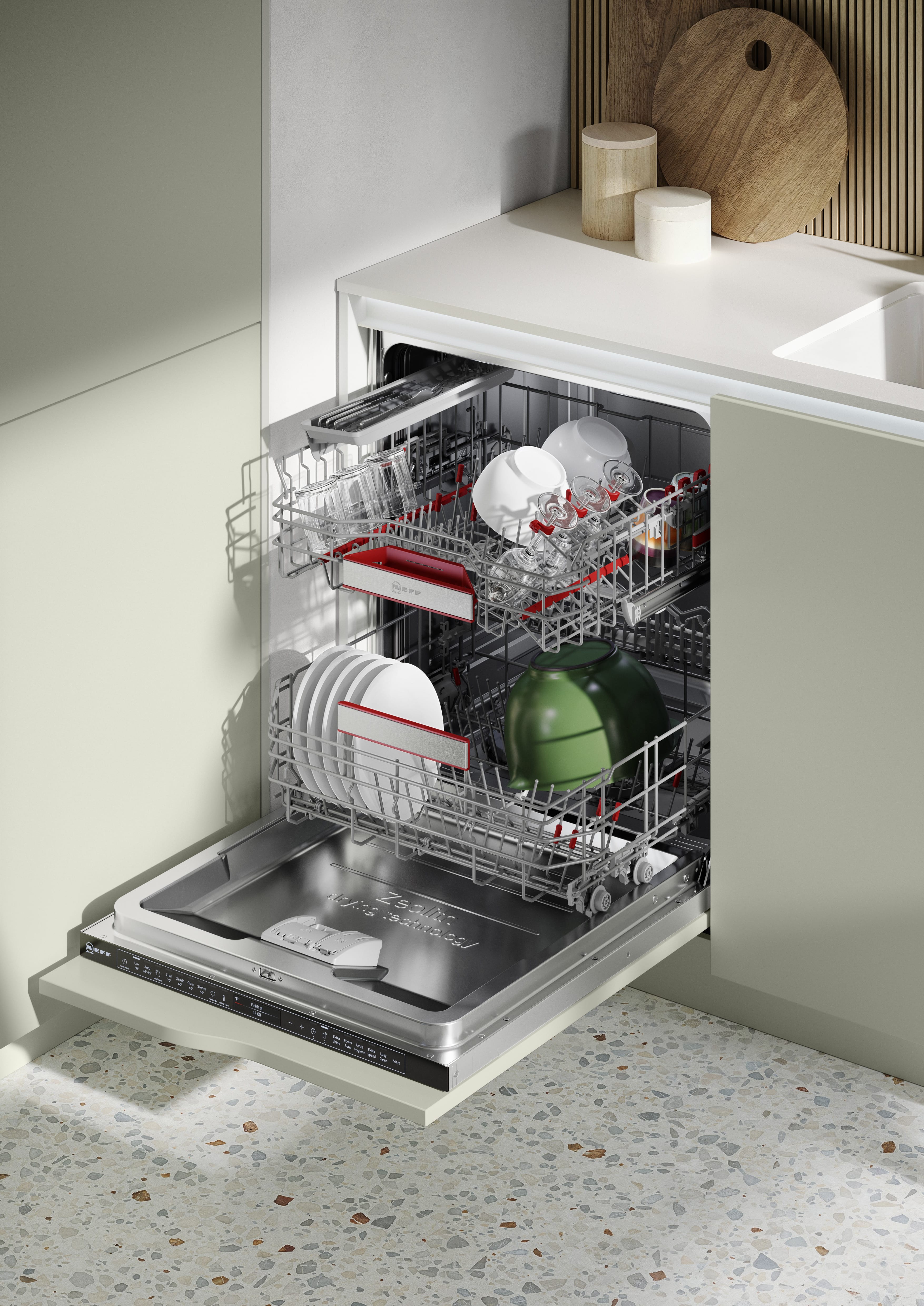 NOBILIA Jadegrün mit Neff Geschirrspüler