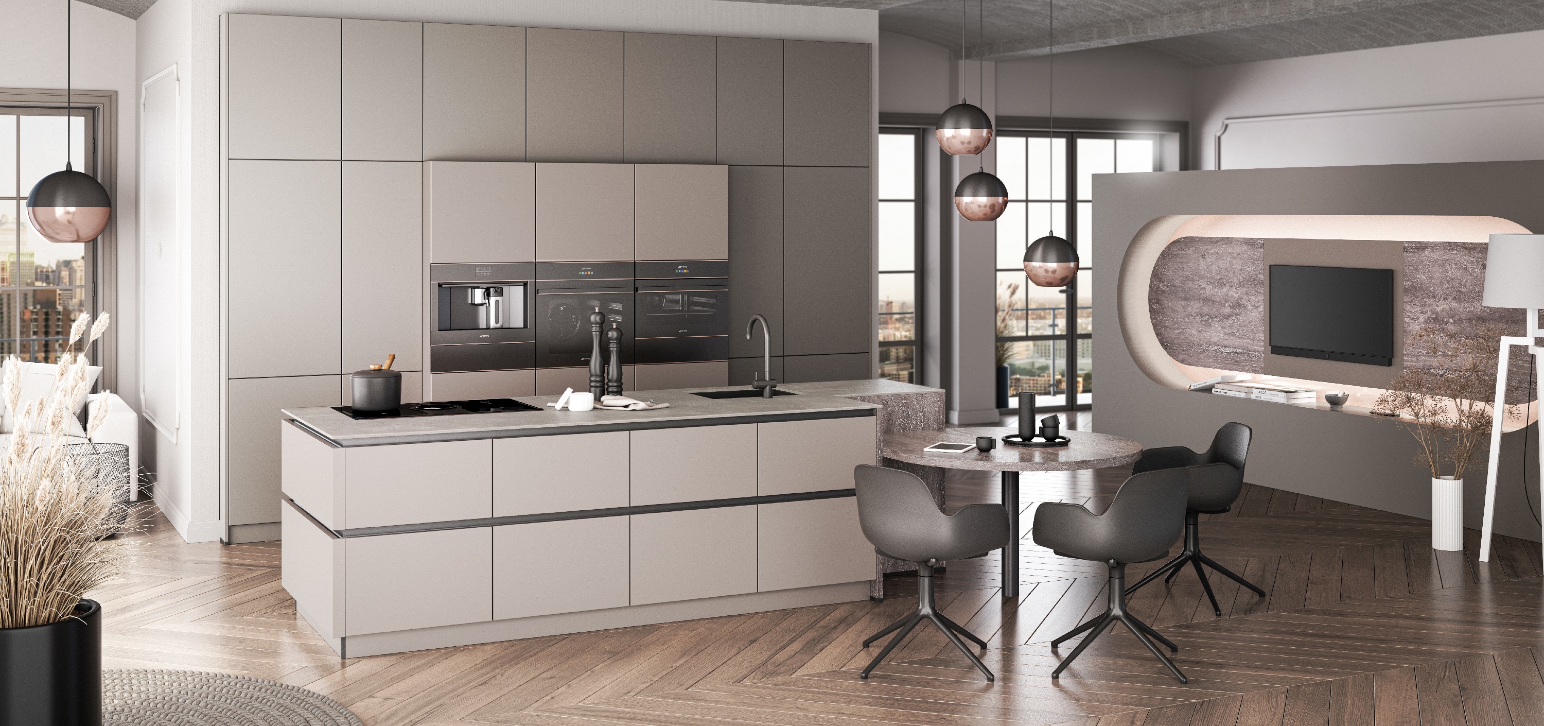 Artego Küche grifflos Taupe Basalt