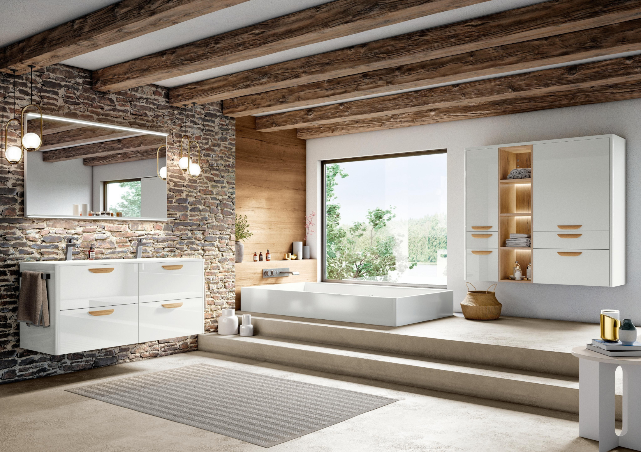 Nobilia Badezimmer Schränke weiß Holzoptik