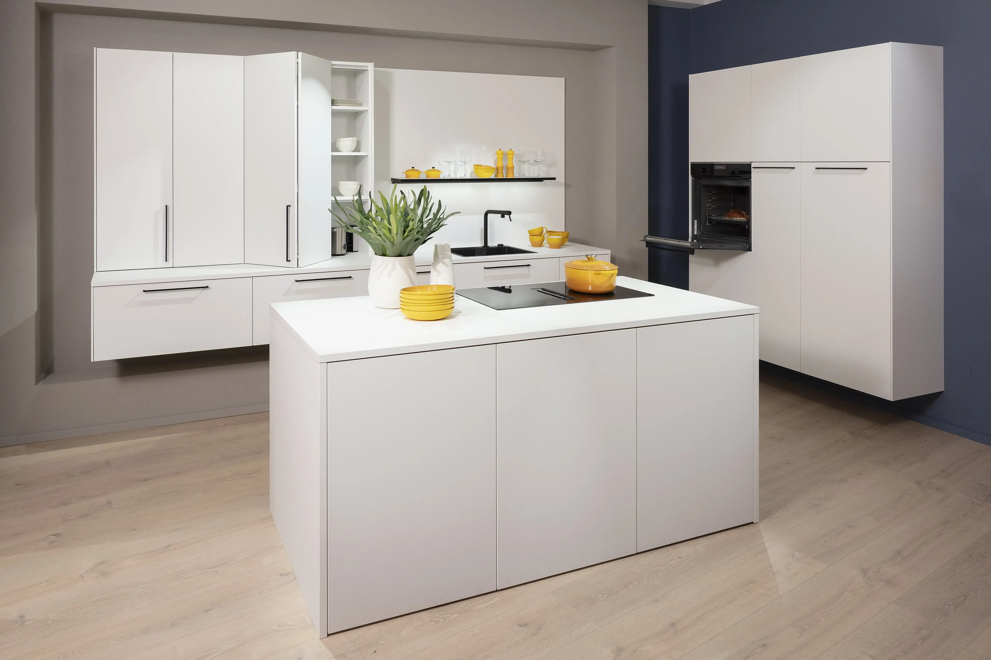 Wandhängende Küchenschränke weiß grifflos